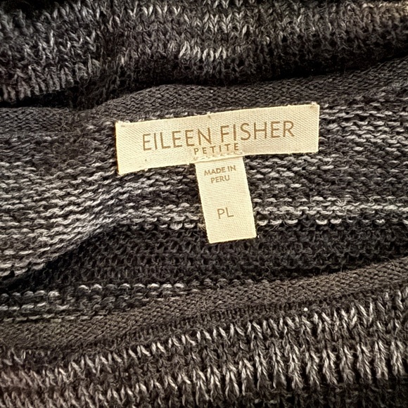 EILEEN FISHER PETITE ORGANIC COTTON BLACK GRAY PULLOVER TOP SWEATER SZ L PL - Picture 3 of 3